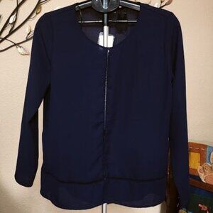 NWT Pleione navy blue blouse sz medium